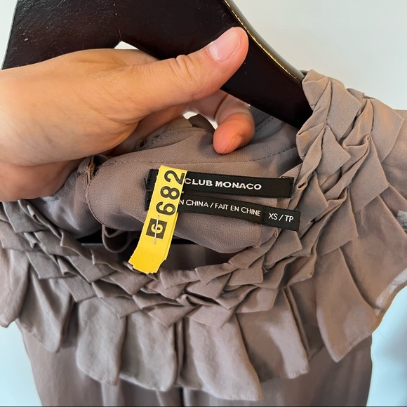 Club Monaco Silk Blouse | Taupe, S - Picture 3 of 5